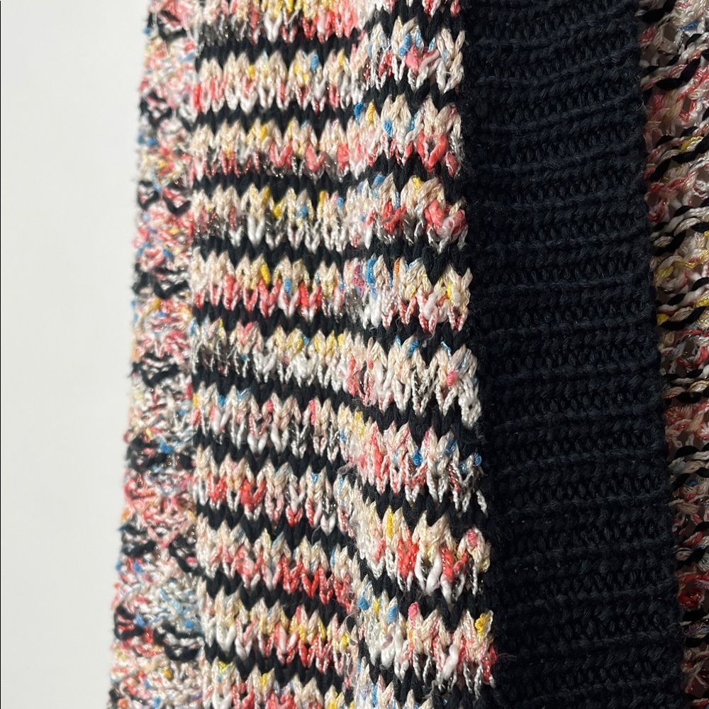 Black Multicolor Knit Fringe Cardigan - Picture 6 of 7